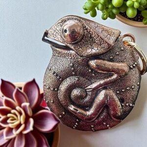 Chameleon Reptile Keychain Tape-measure- Bronze